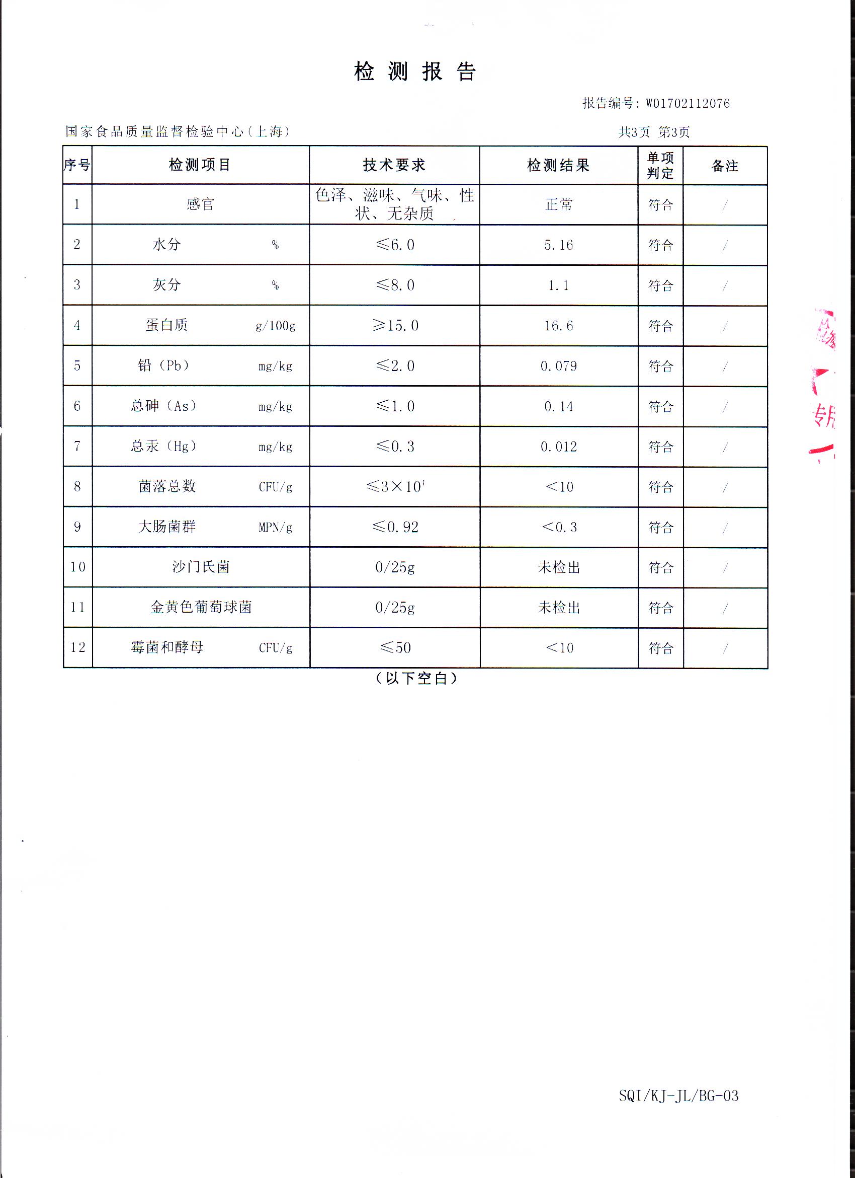 2017年 菇新破壁靈芝孢子粉顆粒 重金屬檢測報告